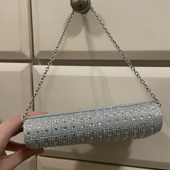 L Lorraine Silver Bedazzled Glitter Clutch Wrist Wallet New Without Tags - Picture 6 of 8